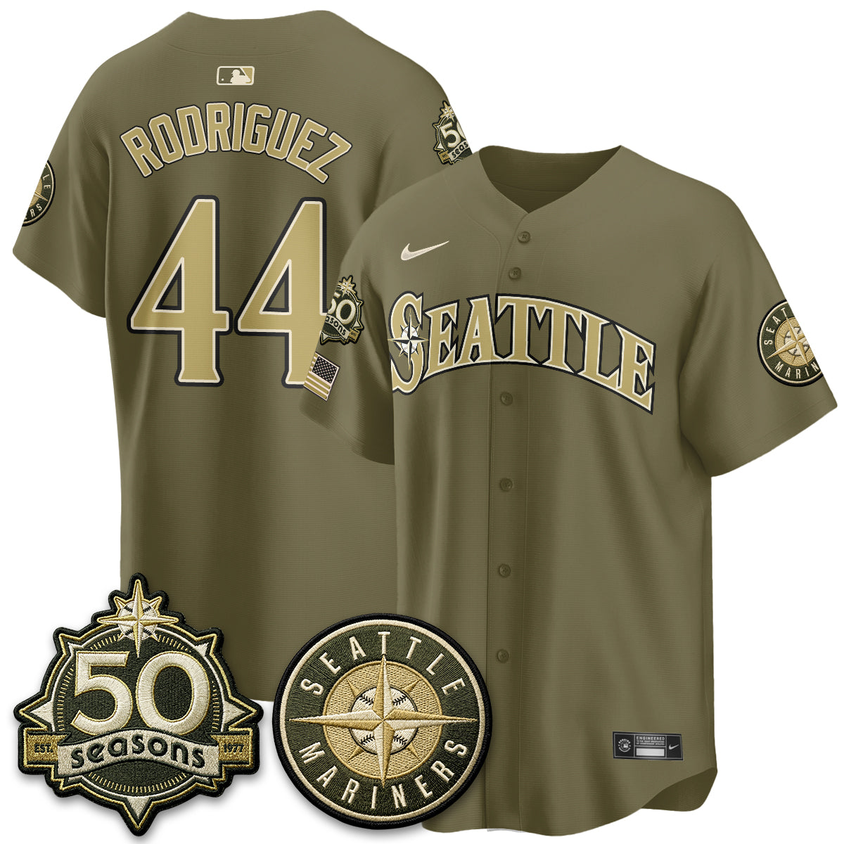 Seattle Mariners New Era Olive 2026 Armed Forces Day Jersey - All Stitched