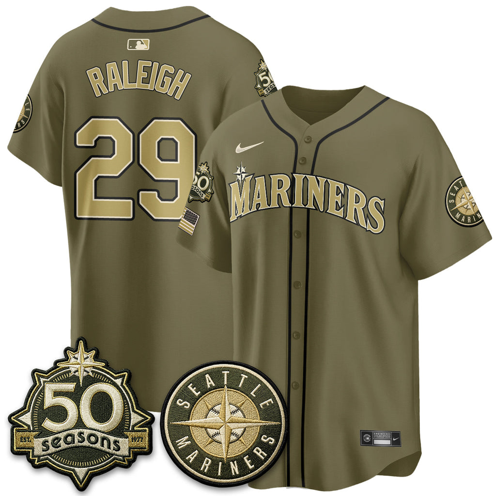 Seattle Mariners New Era Olive 2026 Armed Forces Day Jersey - All Stitched