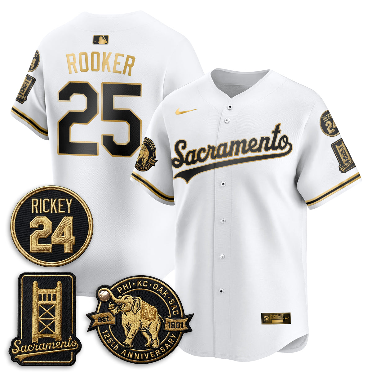 Oakland Athletics 2026 Alternate Sacramento 125 Years Limited Vapor Gold Edition Jersey - All Stitched