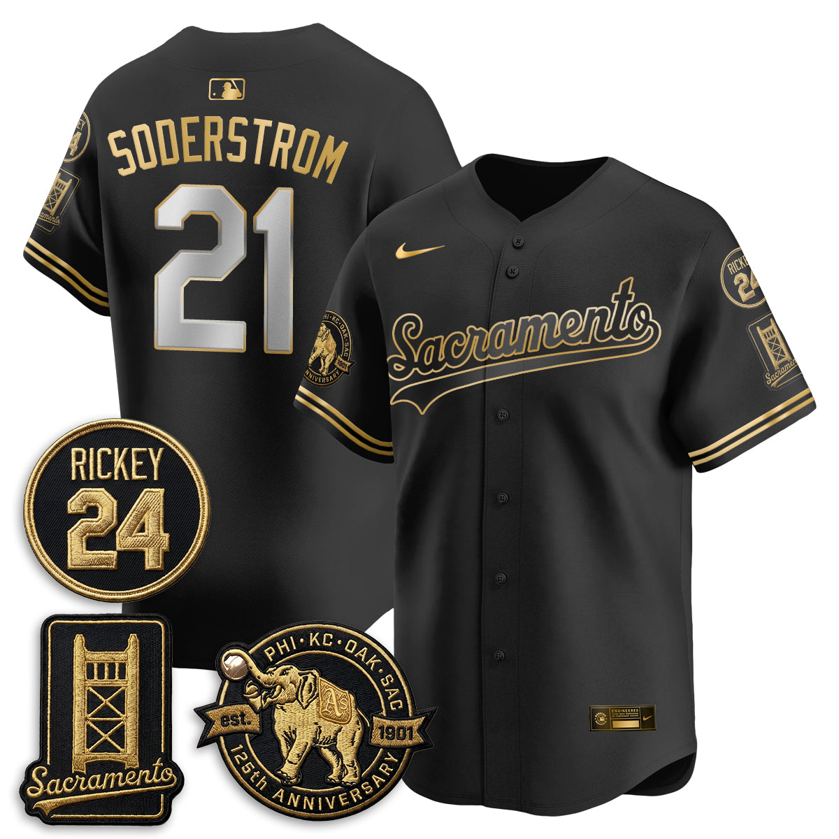 Oakland Athletics 2026 Alternate Sacramento 125 Years Limited Vapor Gold Edition Jersey - All Stitched