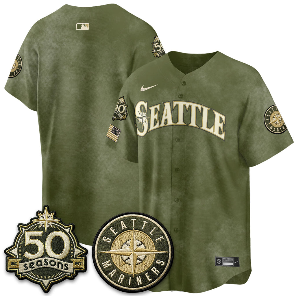 Seattle Mariners New Era Olive 2026 Armed Forces Day Jersey - All Stitched