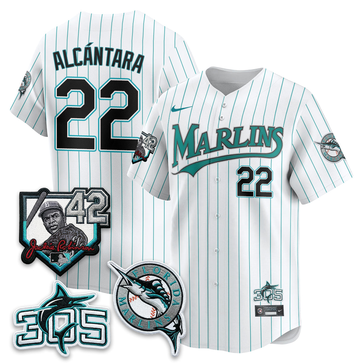 Miami Marlins 2026 Throwback Jackie Robinson New Era Vapor Limited Jersey - All Stitched