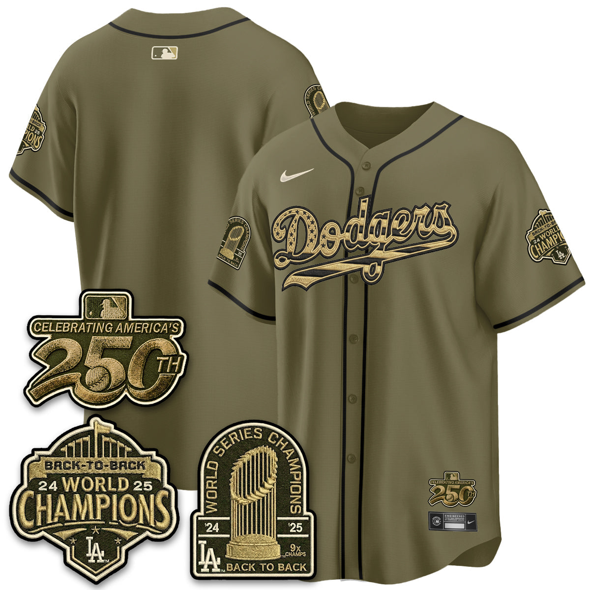 Los Angeles Dodgers New Era Olive 2026 Armed Forces Day Jersey -All Stitched V2