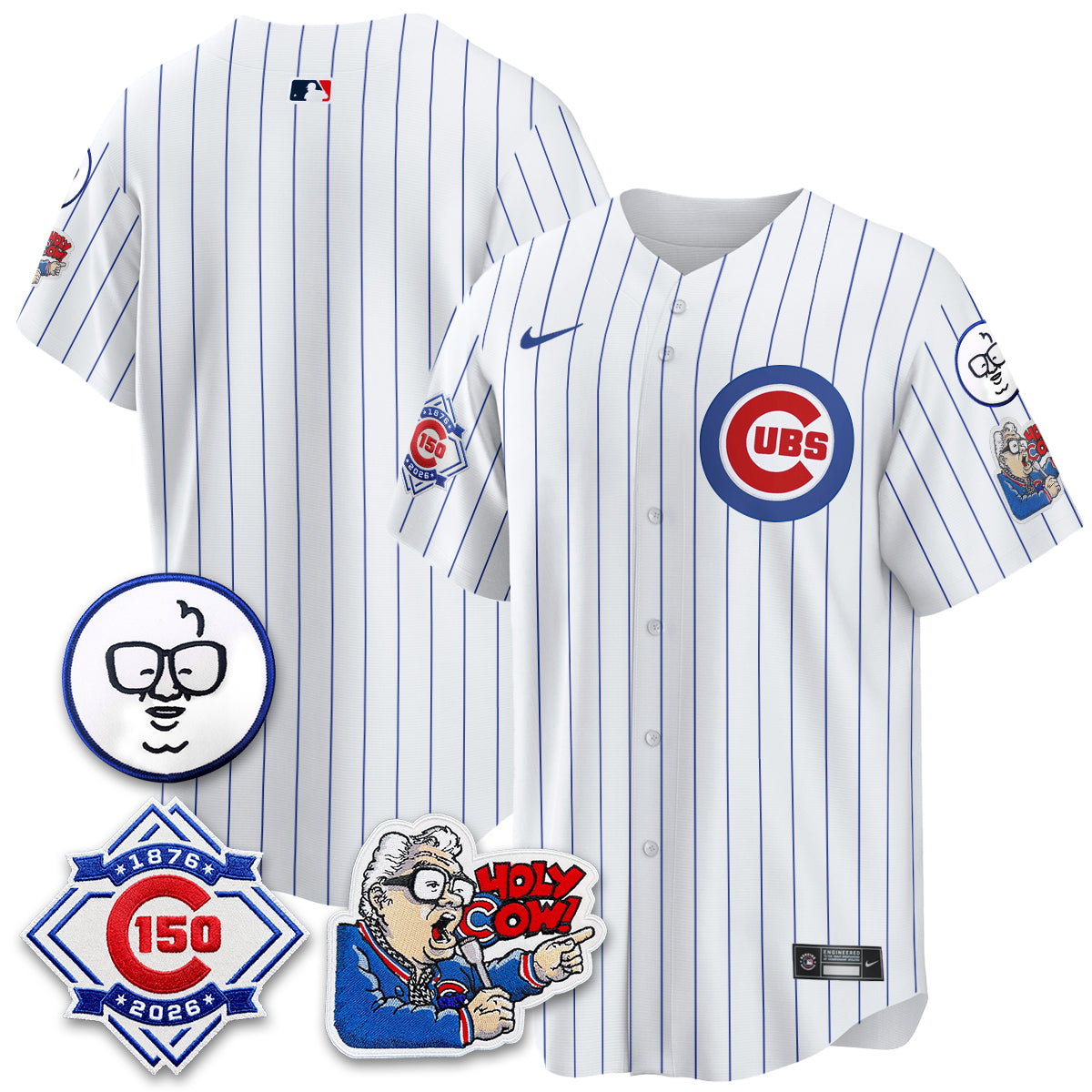 Chicago Cubs 150th Anniversary Harry Caray Holy Cow Vapor Premier Limited Jersey - All Stitched V2