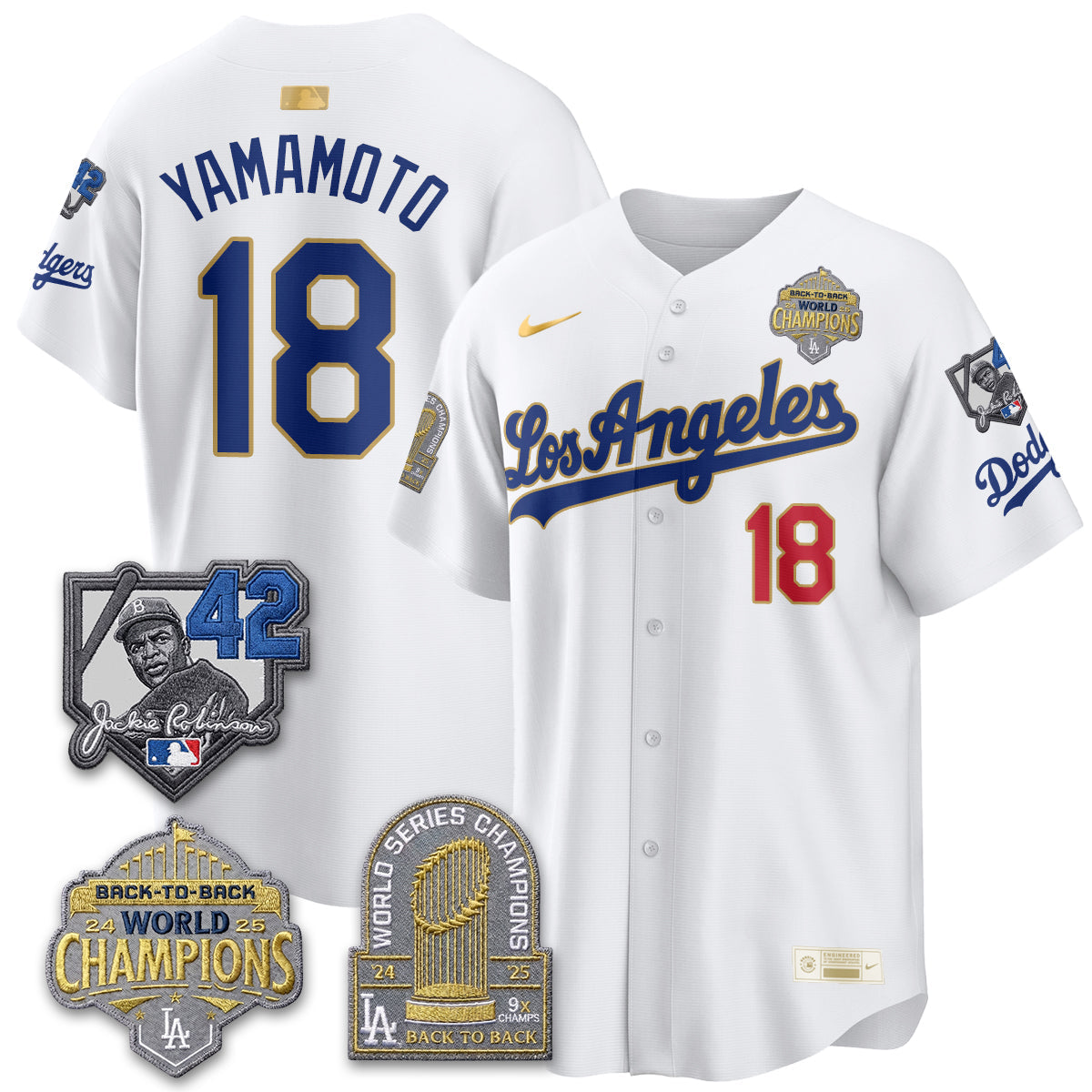 Los Angeles Dodgers 2026 New Era Gold Collection Vapor Limited Jersey - B2B Champs - All Stitched