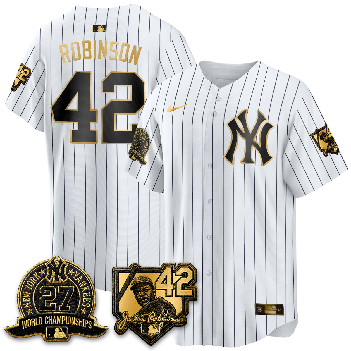 New York Yankees 2026 Jackie Robinson Day Vapor Limited Gold Edition Men Jersey - All Stitched