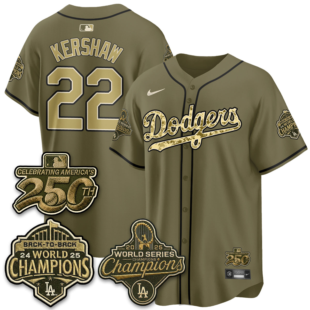 Los Angeles Dodgers Military Appreciation Game Day Jersey -All Stitched