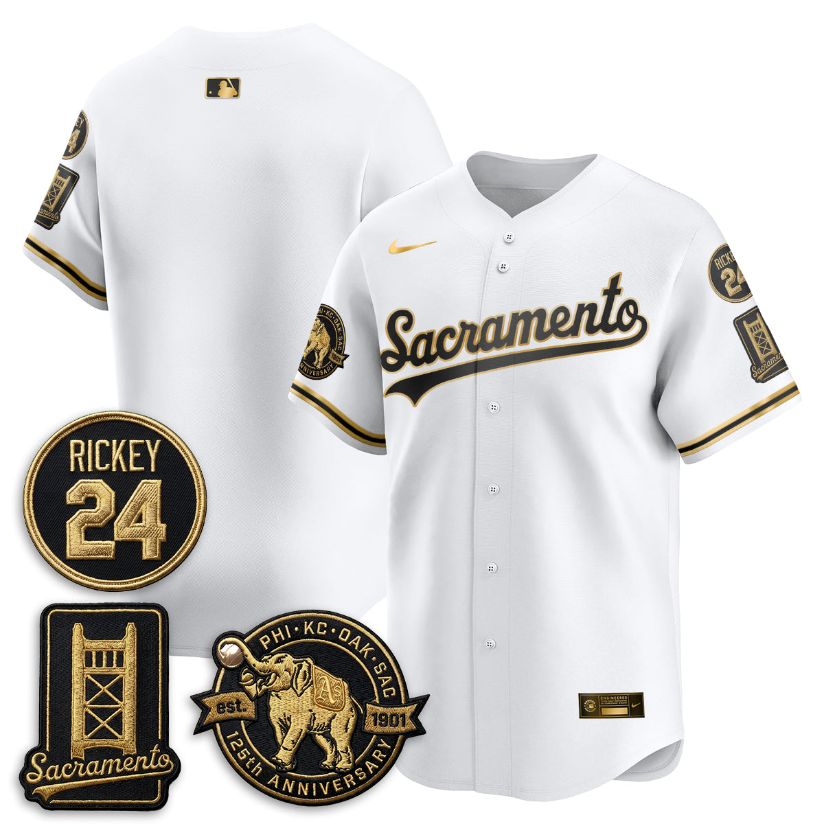 Oakland Athletics 2026 Alternate Sacramento 125 Years Limited Vapor Gold Edition Jersey - All Stitched
