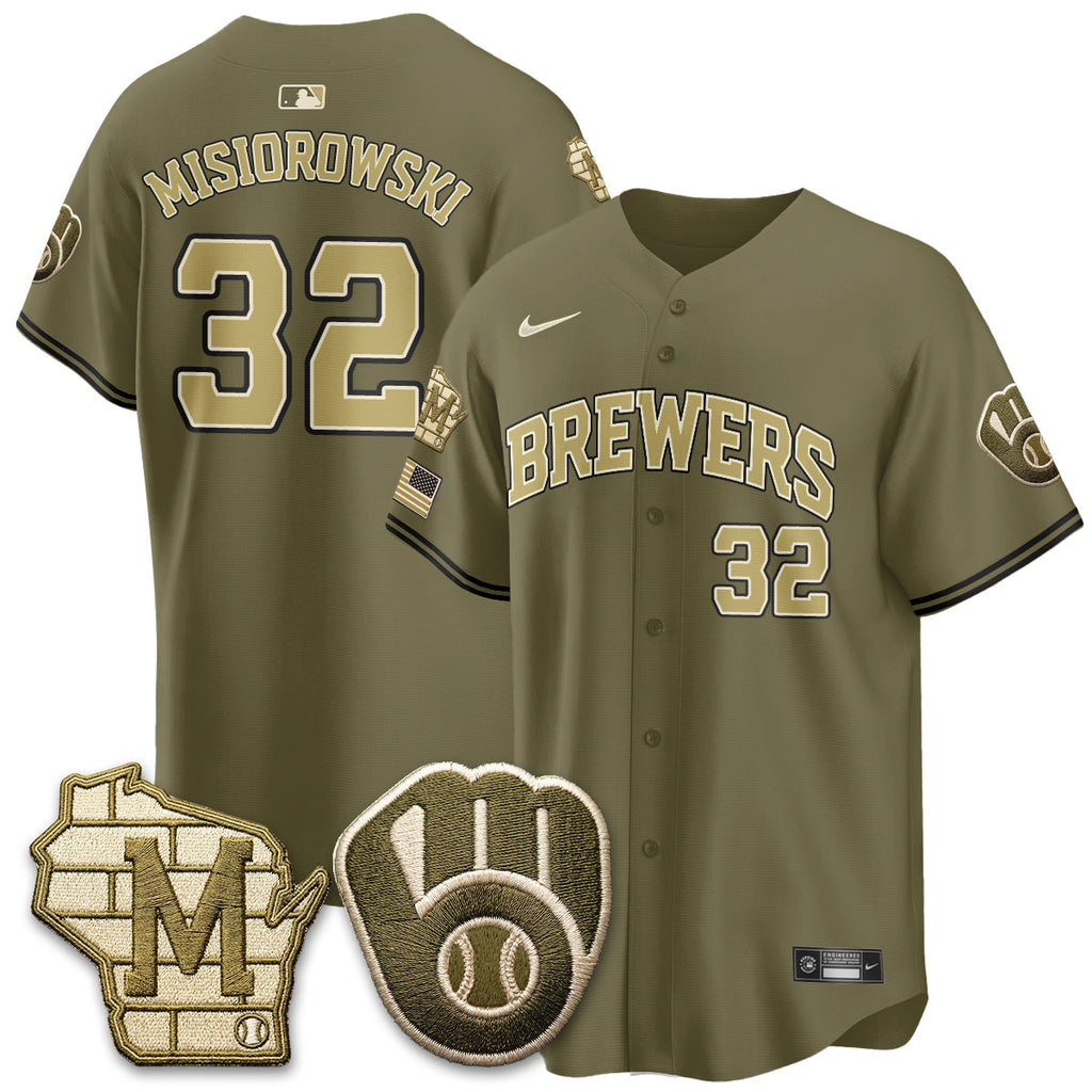 Milwaukee Brewers New Era Olive 2026 Armed Forces Day Jersey - All Stitched
