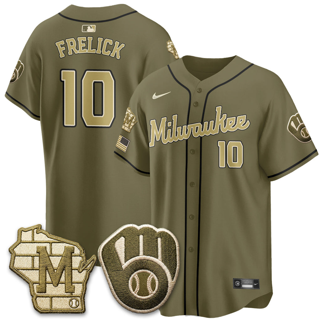 Milwaukee Brewers New Era Olive 2026 Armed Forces Day Jersey - All Stitched