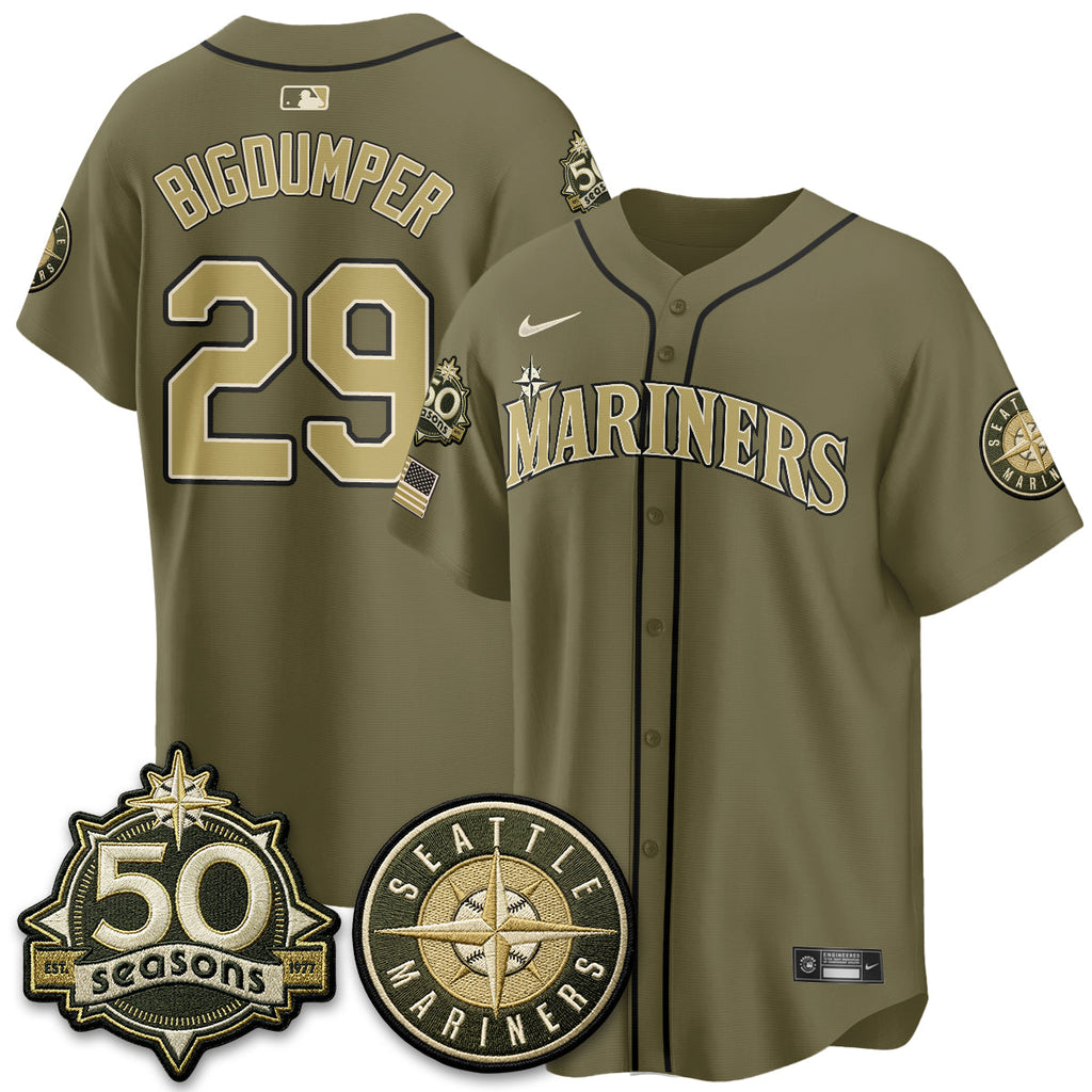 Seattle Mariners New Era Olive 2026 Armed Forces Day Jersey - All Stitched