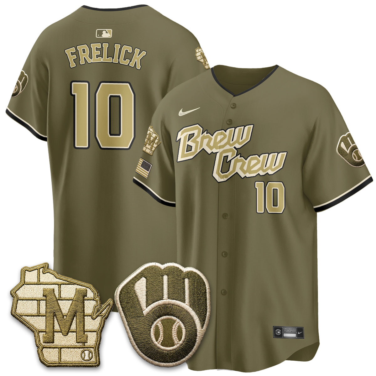 Milwaukee Brewers New Era Olive 2026 Armed Forces Day Jersey - All Stitched