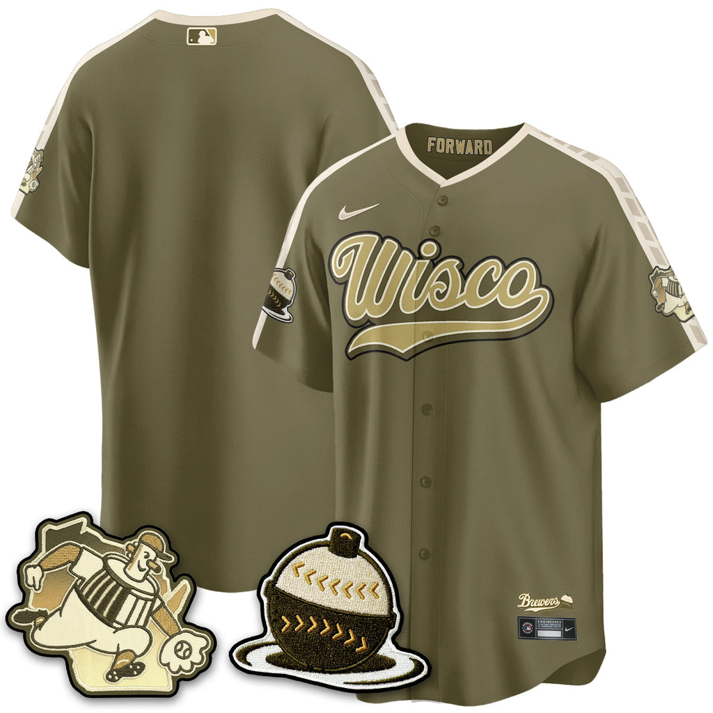 Milwaukee Brewers New Era Olive 2026 Armed Forces Day Jersey - All Stitched