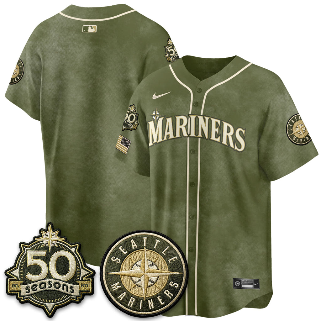 Seattle Mariners New Era Olive 2026 Armed Forces Day Jersey - All Stitched
