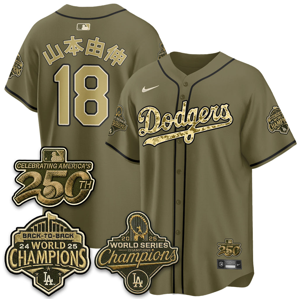 Los Angeles Dodgers Military Appreciation Game Day Jersey -All Stitched