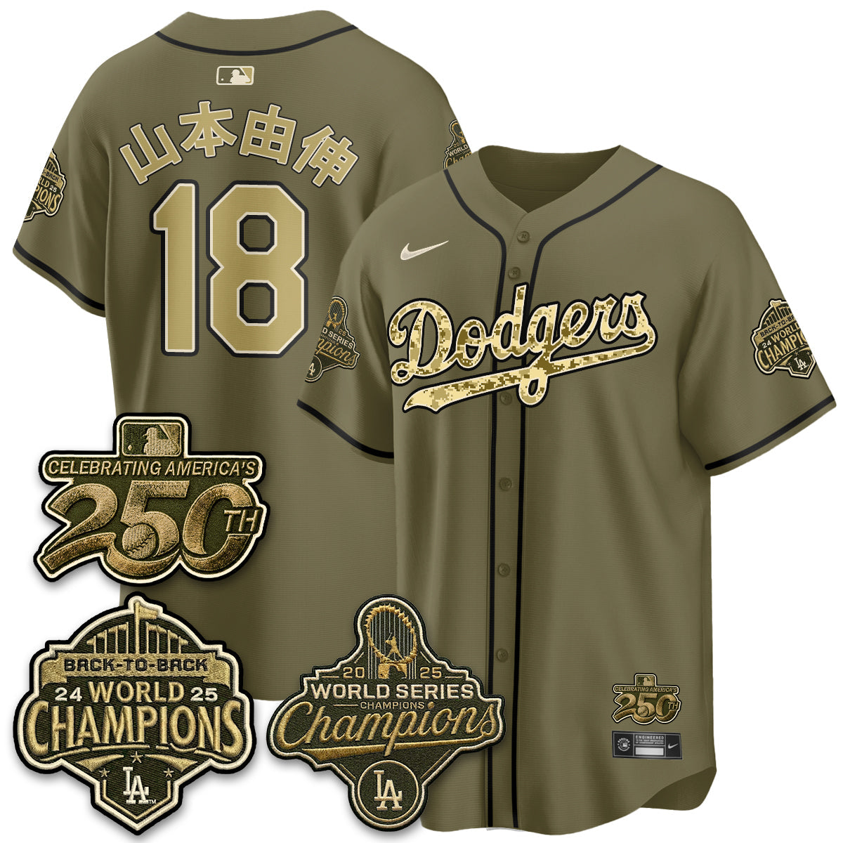 Los Angeles Dodgers Military Appreciation Game Day Jersey -All Stitched