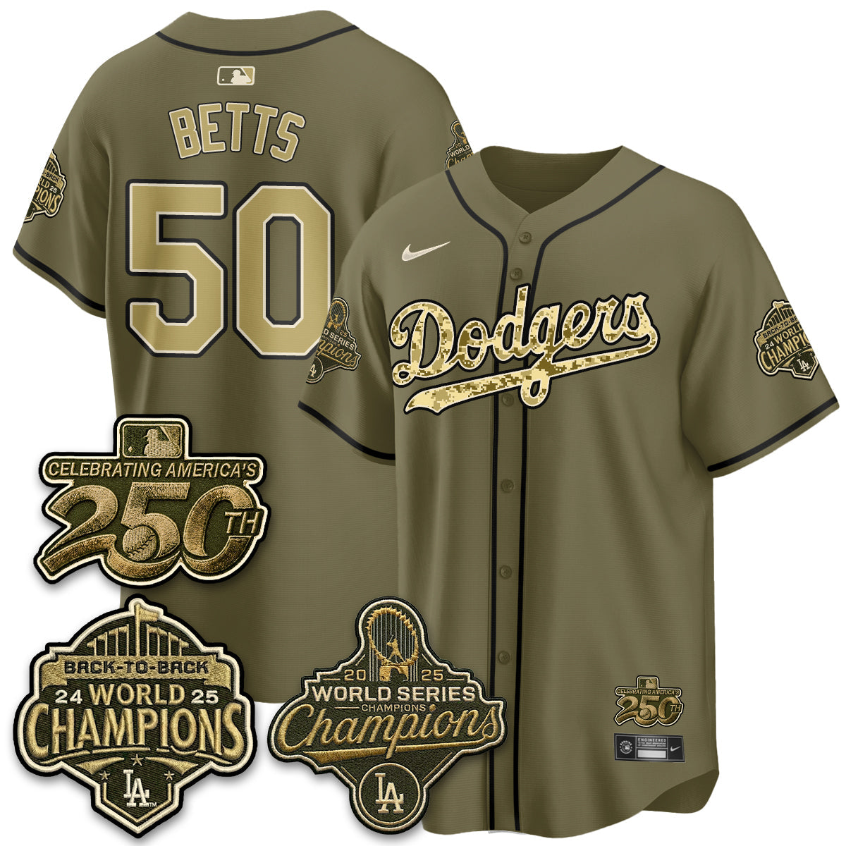 Los Angeles Dodgers Military Appreciation Game Day Jersey -All Stitched