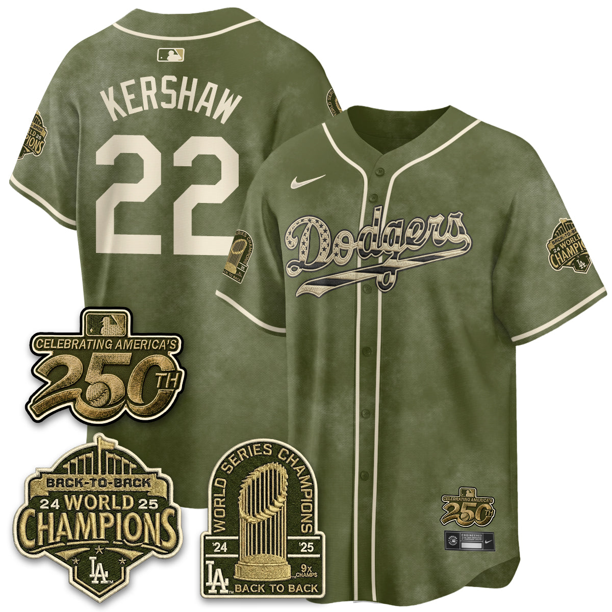 Los Angeles Dodgers New Era Olive 2026 Armed Forces Day Jersey -All Stitched V2