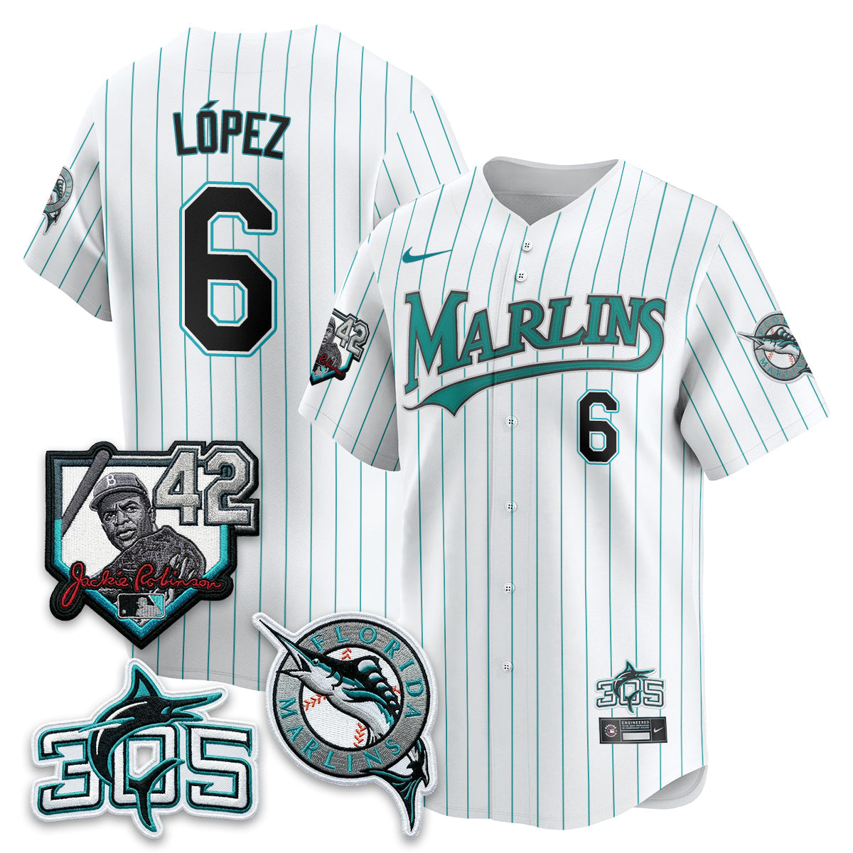 Miami Marlins 2026 Throwback Jackie Robinson New Era Vapor Limited Jersey - All Stitched