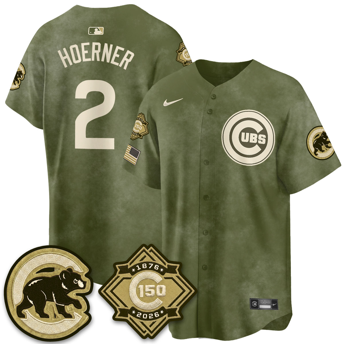 Chicago Cubs New Era Olive 2026 Armed Forces Day Jersey -All Stitched