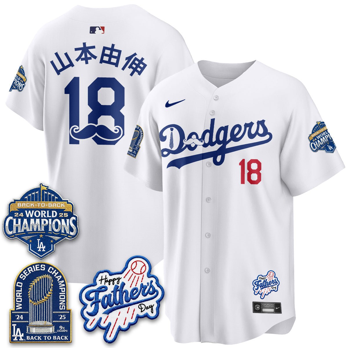 Los Angeles Dodgers Happy Father's Day 2026 Jersey - Stitched