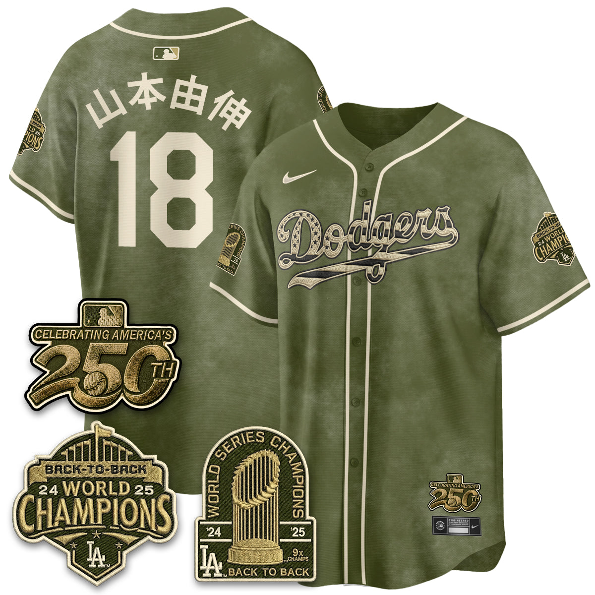 Los Angeles Dodgers New Era Olive 2026 Armed Forces Day Jersey -All Stitched V2