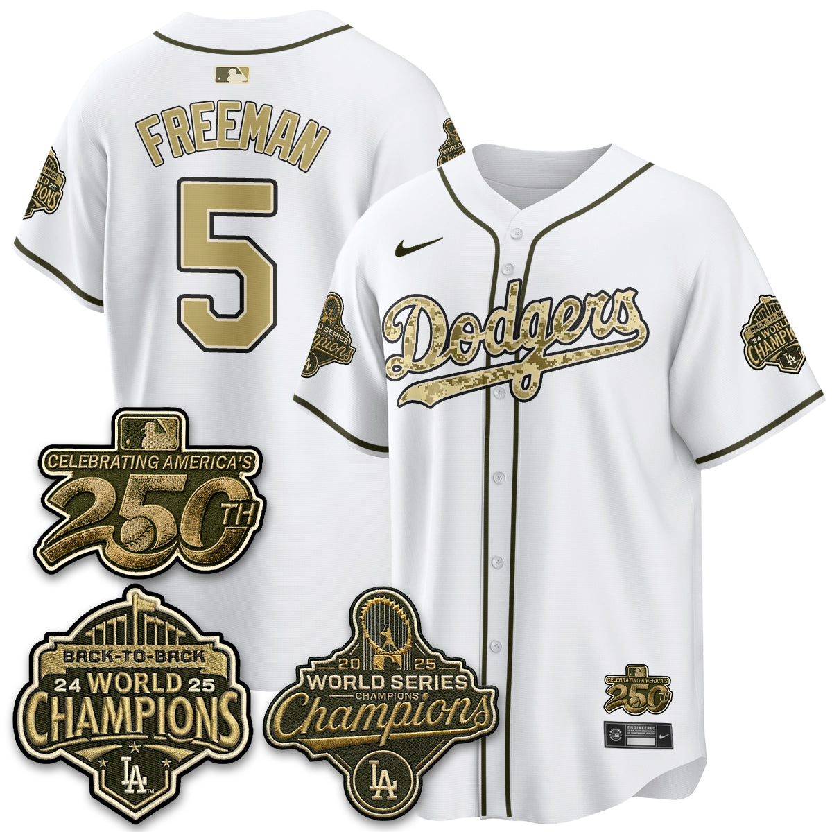 Los Angeles Dodgers Military Appreciation Game Day Jersey -All Stitched