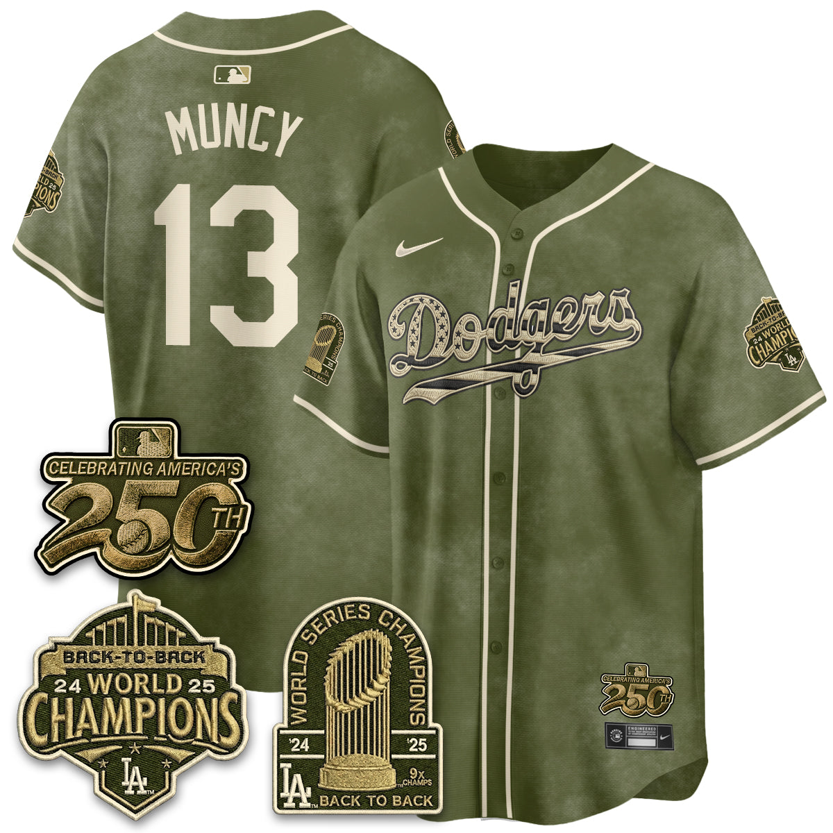 Los Angeles Dodgers New Era Olive 2026 Armed Forces Day Jersey -All Stitched V2