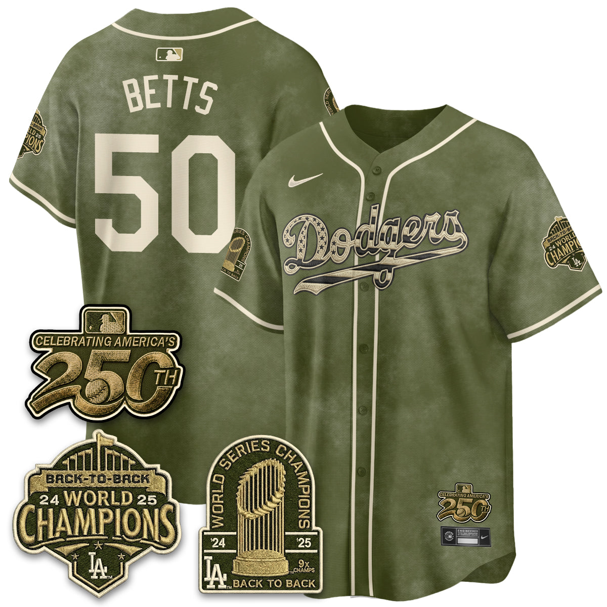 Los Angeles Dodgers New Era Olive 2026 Armed Forces Day Jersey -All Stitched V2