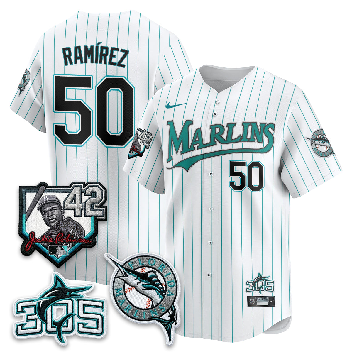 Miami Marlins 2026 Throwback Jackie Robinson New Era Vapor Limited Jersey - All Stitched