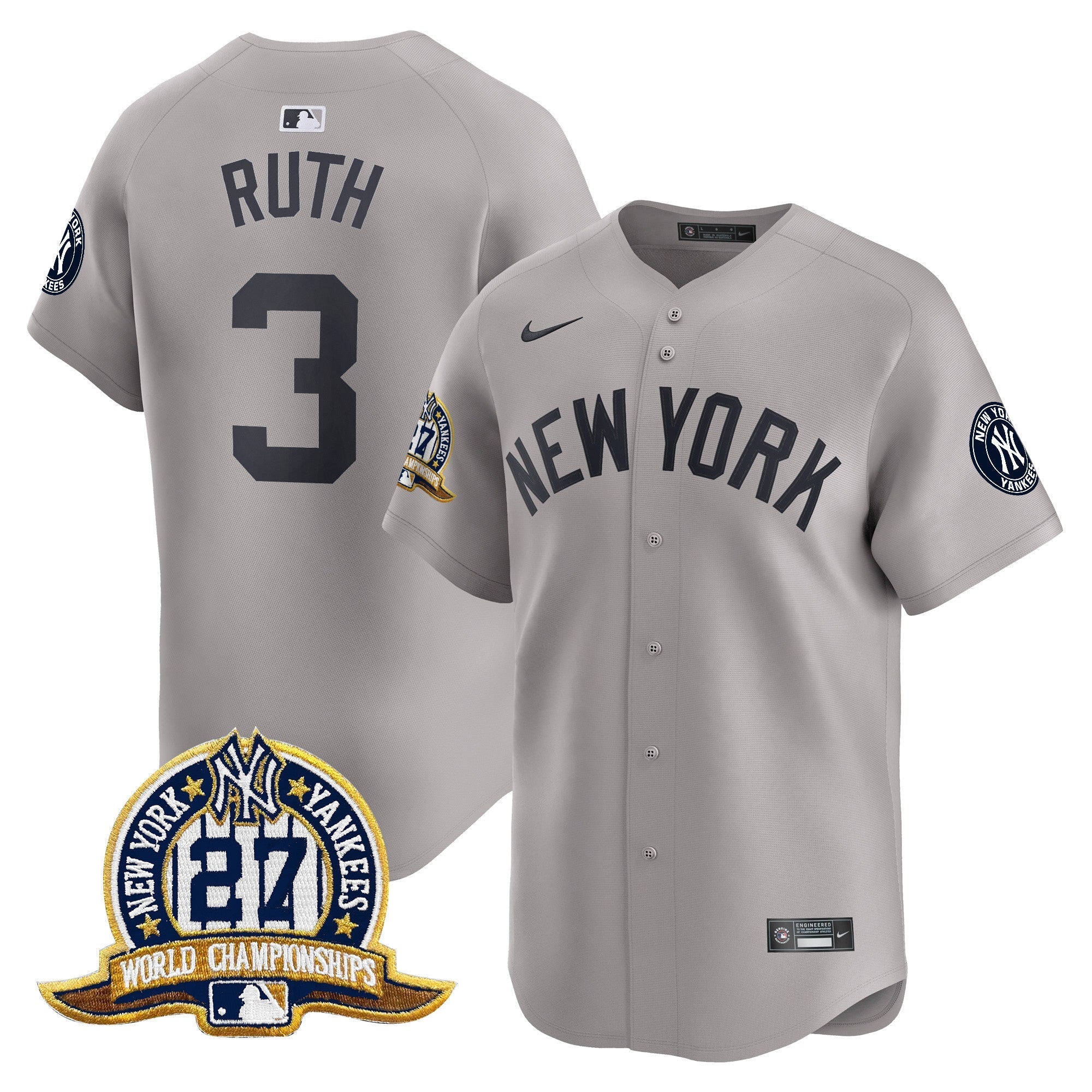 NYY 27 Time Champions Patch Vapor Premier Limited Jersey - All Stitched