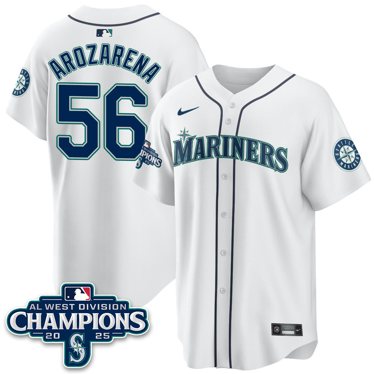 SEA 2025 AL West Division Champions Jersey - All Stitched