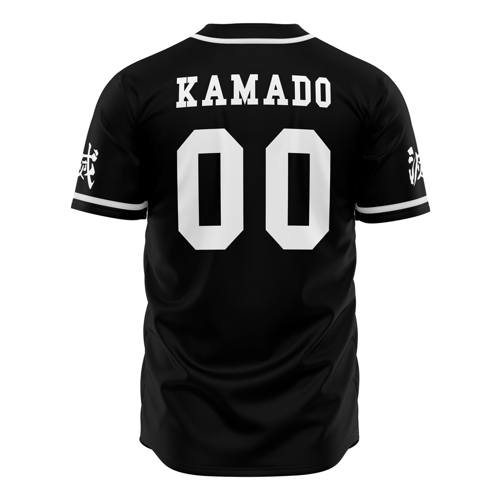 Anime-Inspired Demon Slayer Baseball Jersey - Stylish Black &amp; White Design For Fans